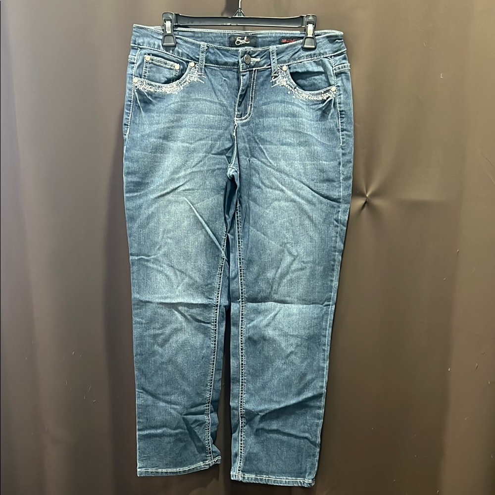 Earl Jeans Blue Straight Leg Denim, Size 12P - **FLAWED, READ DESCRIPTION**